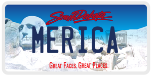 MERICA license plate in South Dakota