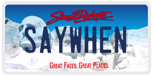 SAYWHEN  license plate in SD