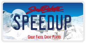 SPEEDUP license plate in South Dakota