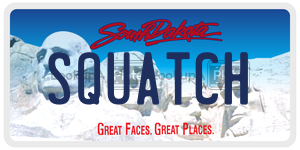 SQUATCH  license plate in SD