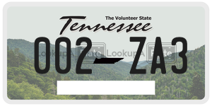 002ZA3 license plate in Tennessee