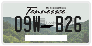 09WB26 license plate in Tennessee