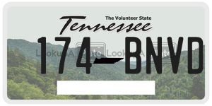 174BNVD license plate in Tennessee