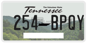 254BPQY license plate in Tennessee