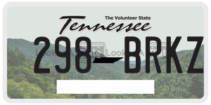 298BRKZ license plate in Tennessee