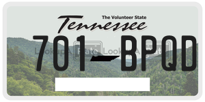 701BPQD license plate in Tennessee