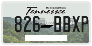 826BBXP license plate in Tennessee