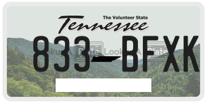 833BFXK  license plate in TN