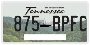 875BPFC  license plate in TN