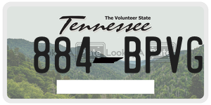 884BPVG  license plate in TN