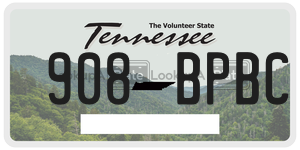 908BPBC license plate in Tennessee