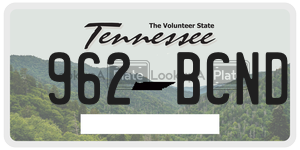 962BCND license plate in Tennessee
