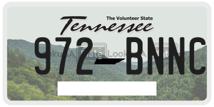 972BNNC  license plate in TN