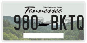 980BKTQ  license plate in TN