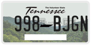998BJGN license plate in Tennessee