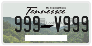 999V999 license plate in Tennessee