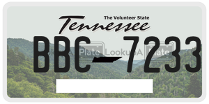 BBC7233 license plate in Tennessee