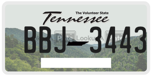 BBJ3443  license plate in TN