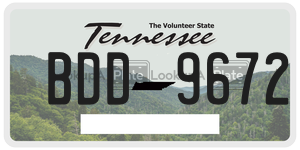 BDD9672  license plate in TN