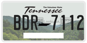 BDR7112 license plate in Tennessee