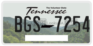 BGS7254 license plate in Tennessee