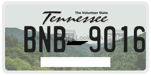 BNB9016  license plate in TN
