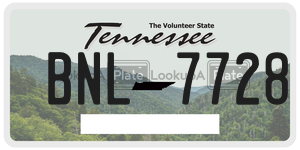 BNL7728 license plate in Tennessee