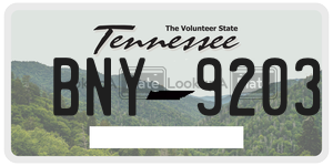 BNY9203 license plate in Tennessee