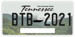 BTB2021 license plate in Tennessee