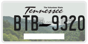 BTB9320 license plate in Tennessee