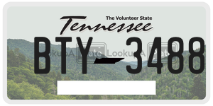 BTY3488  license plate in TN