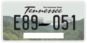 E89051 license plate in Tennessee
