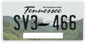 SV3466 license plate in Tennessee