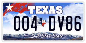 004DV86 license plate in Texas
