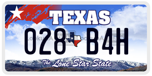 028B4H license plate in Texas