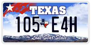 105E4H license plate in Texas