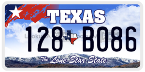 128B086 license plate in Texas