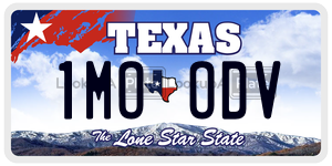 1MOODV license plate in Texas