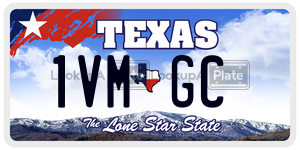 1VMGC license plate in Texas