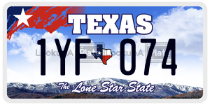 1YF074 license plate in Texas