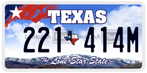 221414M license plate in Texas