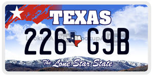 226G9B license plate in Texas