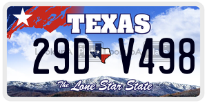 29DV498 license plate in Texas