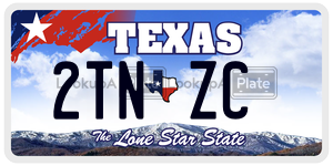 2TNZC license plate in Texas