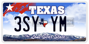 3SYYM license plate in Texas