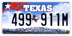 499911M license plate in Texas
