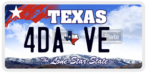 4DAVE license plate in Texas
