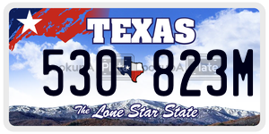 530823M license plate in Texas