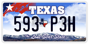 593P3H license plate in Texas