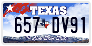 657DV91 license plate in Texas